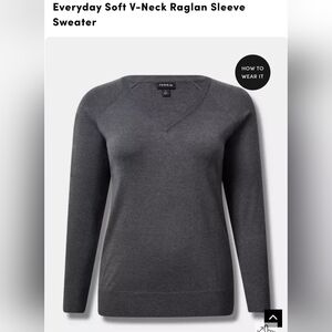 Torrid Everyday Soft V-Neck Raglan Sleeve Sweater